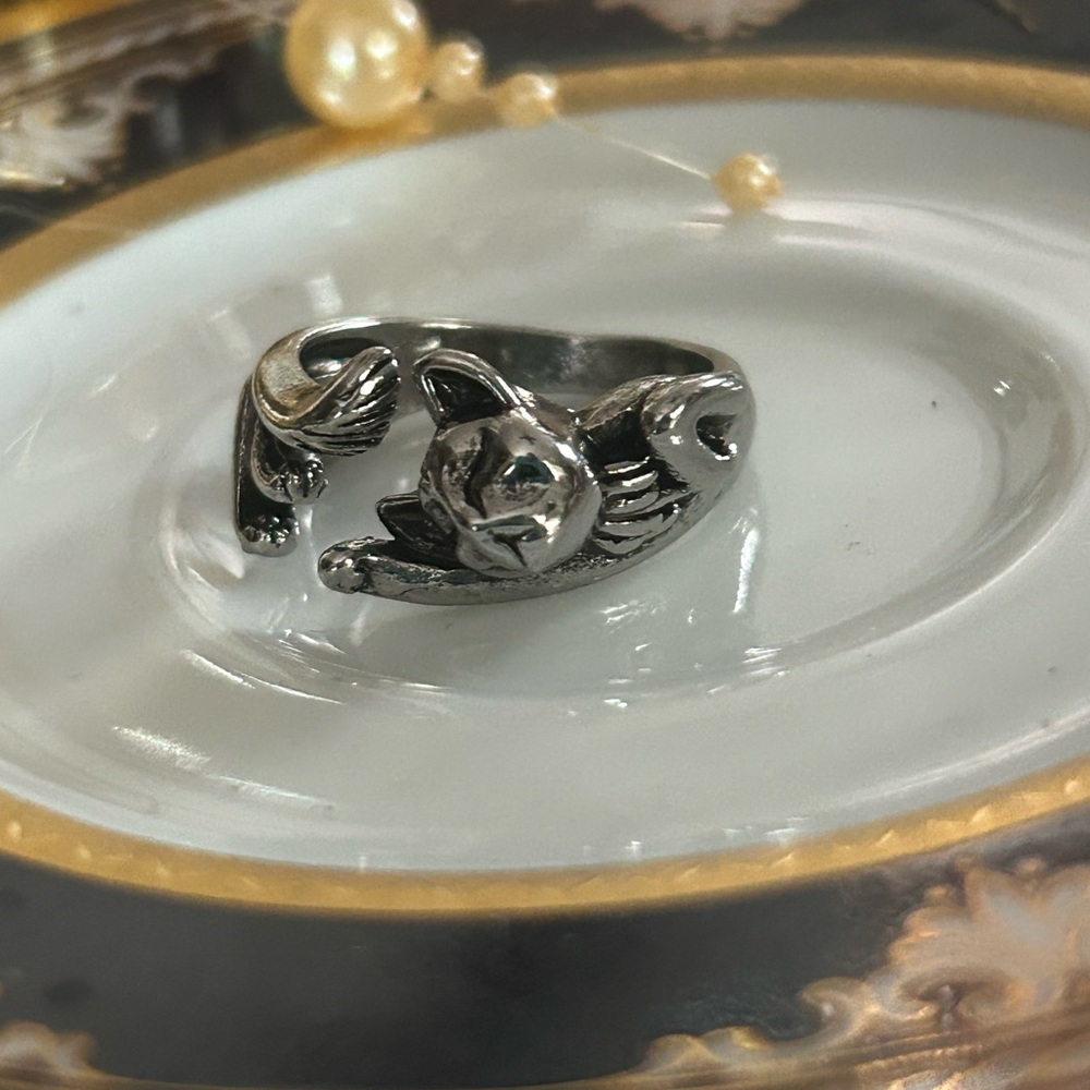 Sterling Silver Cat Ring - image 2